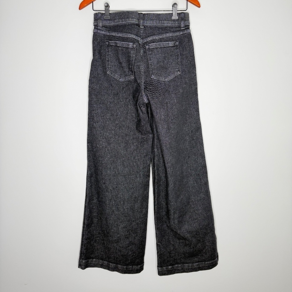 Spanx Wide Leg Pull On Denim Charcoal High Waisted Jeans S - Picture 3 of 6